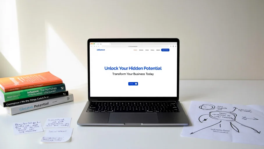 Imagen de ordenador con frase "desbloquea todo tu potencial". Lenguaje persuasivo